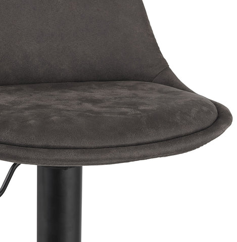 Adjustable stool 'CROUPION' in dark gray microfiber and black metal