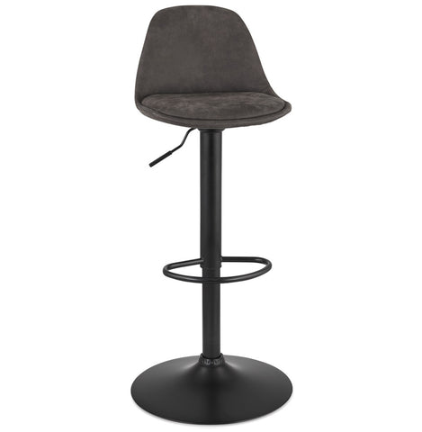 Adjustable stool 'CROUPION' in dark gray microfiber and black metal