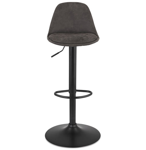 Adjustable stool 'CROUPION' in dark gray microfiber and black metal