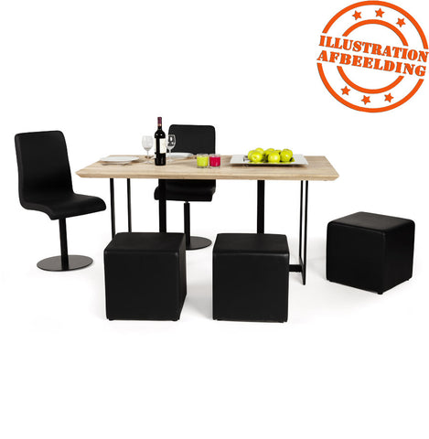 Footstool 'CUBE' for living room in black imitation leather