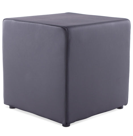 Footstool 'CUBE' for living room in black imitation leather