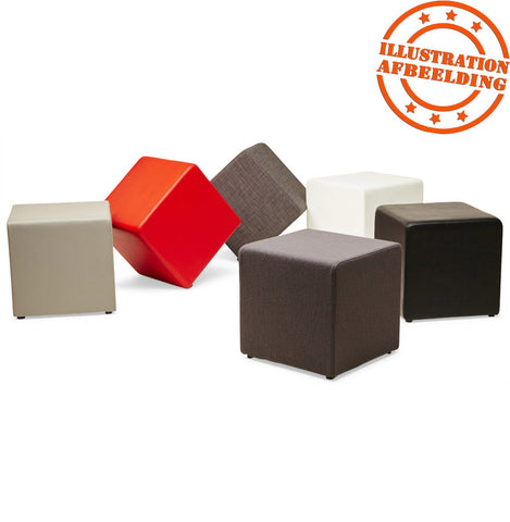 Footstool 'CUBE' for living room in black imitation leather