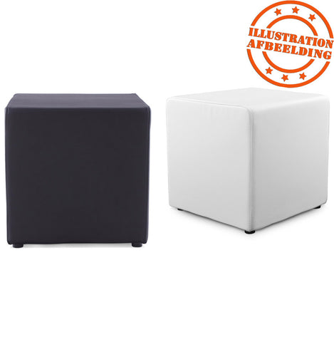 Footstool 'CUBE' for living room in white imitation leather