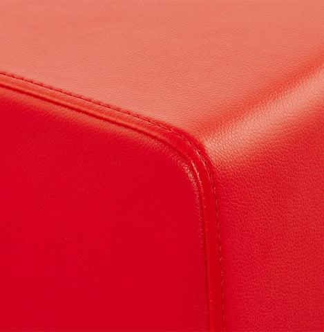 Footstool 'CUBE' in red imitation leather