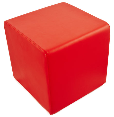 Footstool 'CUBE' in red imitation leather