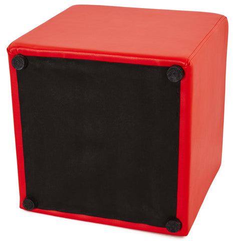 Footstool 'CUBE' in red imitation leather