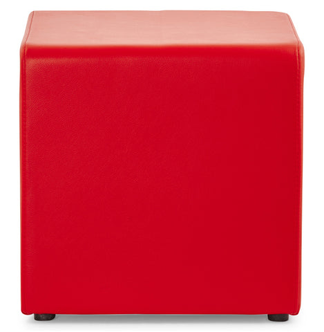 Footstool 'CUBE' in red imitation leather