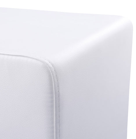 Footstool 'CUBE' for living room in white imitation leather