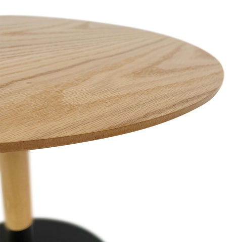 Ronde bijzettafel 'DILA H45' in blank hout en zwart metaal