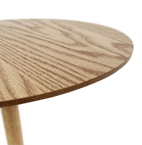 Ronde design salontafel 'DILA H40' in natuurlijke houtafwerking en wit metaal