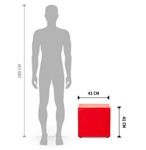 Poef 'CUBE' in rood imitatieleer