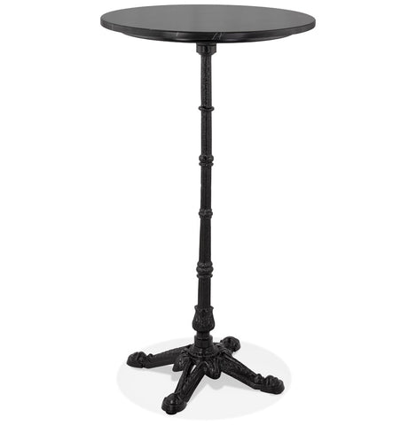 Landelijke ronde en hoge tafel 'DOMY ROUND' in zwart gemarmerde steen - 60x60 cm