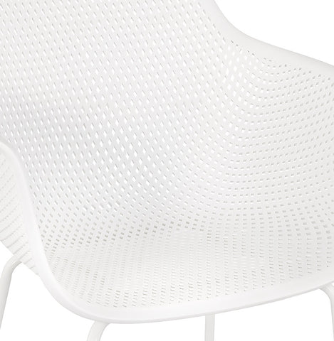 White perforated chair with armrests 'DRAK' indoor/outdoor