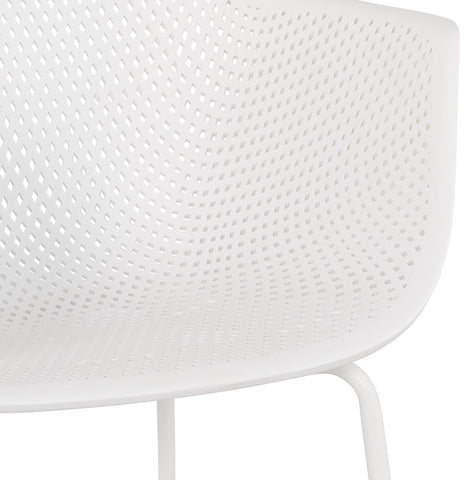 White perforated chair with armrests 'DRAK' indoor/outdoor