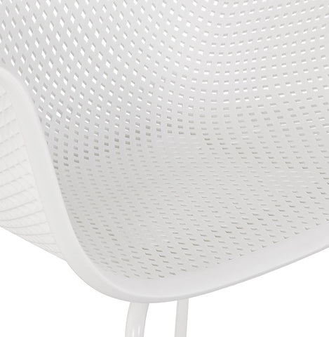 White perforated chair with armrests 'DRAK' indoor/outdoor