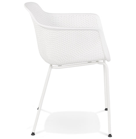 White perforated chair with armrests 'DRAK' indoor/outdoor