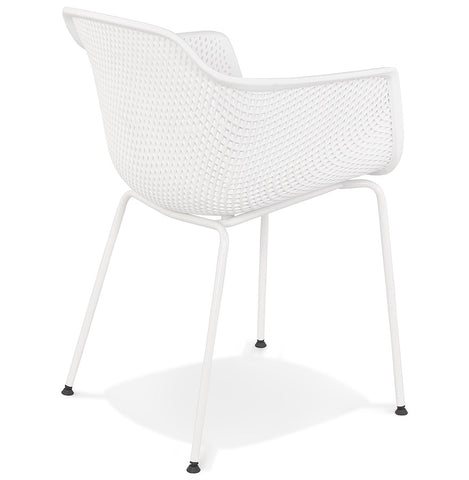 White perforated chair with armrests 'DRAK' indoor/outdoor