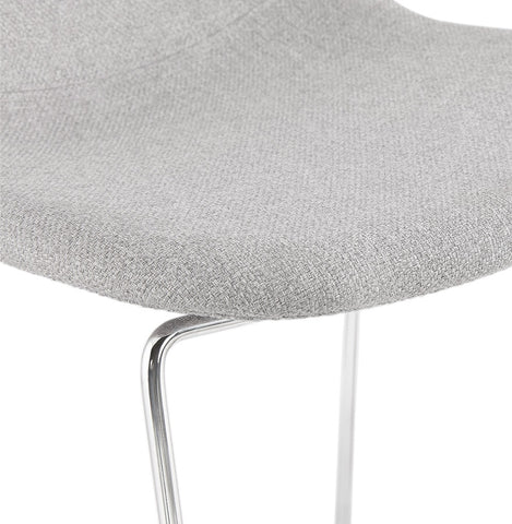 Stackable barstool 'FAKIR' in light grey fabric and base in chromed metal