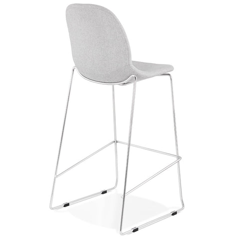 Stackable barstool 'FAKIR' in light grey fabric and base in chromed metal