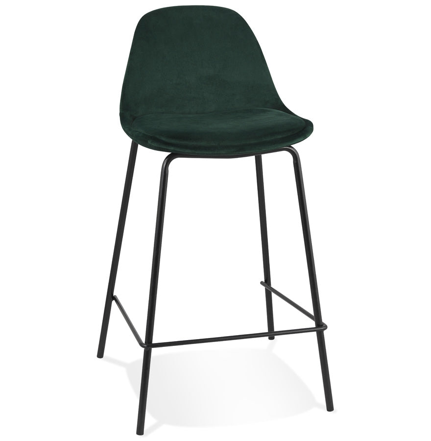 FENTON MINI' bar stool in green velvet with black metal legs