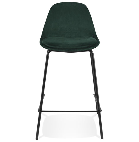 FENTON MINI' bar stool in green velvet with black metal legs