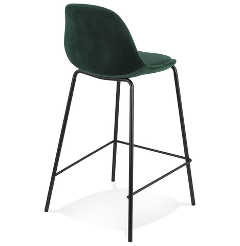 FENTON MINI' bar stool in green velvet with black metal legs