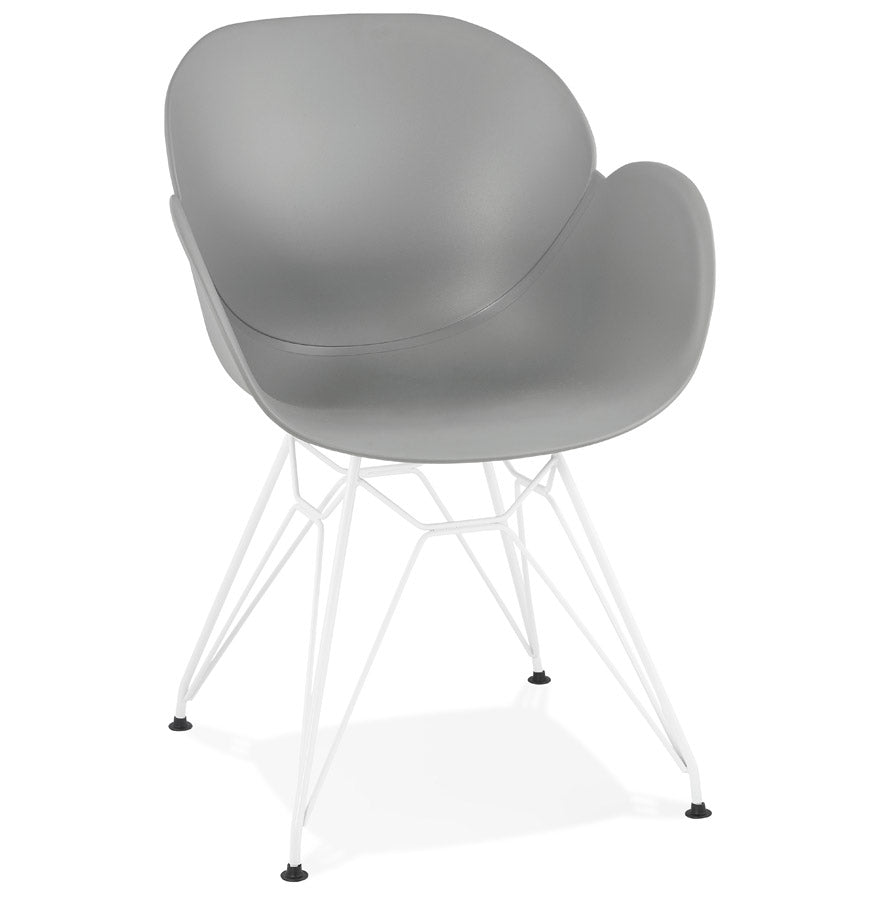 Modern chair 'FIDJI' gray with white metal feet