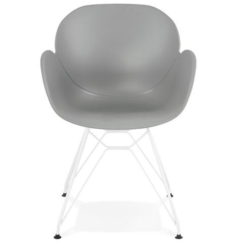 Modern chair 'FIDJI' gray with white metal feet