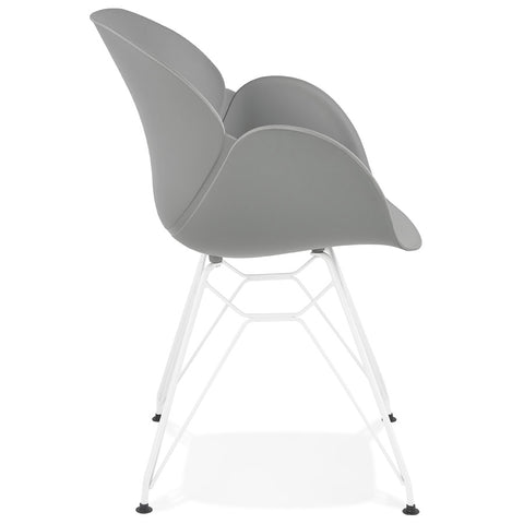 Modern chair 'FIDJI' gray with white metal feet