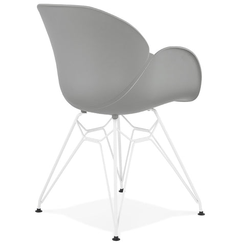 Modern chair 'FIDJI' gray with white metal feet