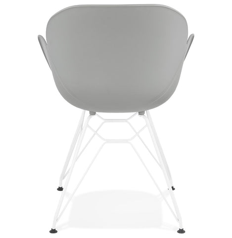 Modern chair 'FIDJI' gray with white metal feet