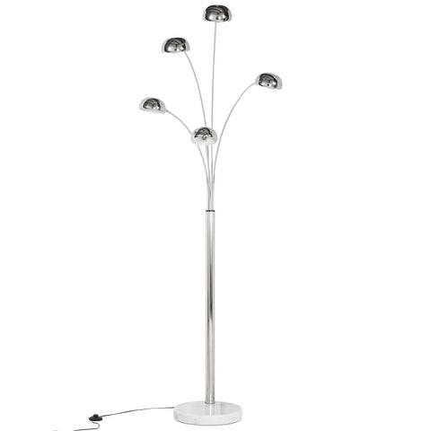 Chromed lamp 'FIVE BOWS' with 5 arms