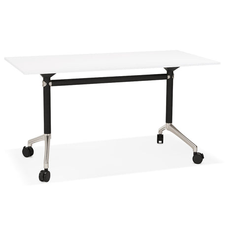 Folding desk 'FLEXO' white on wheels - 140x70 cm