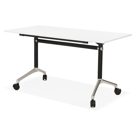 Folding desk 'FLEXO' white on wheels - 140x70 cm