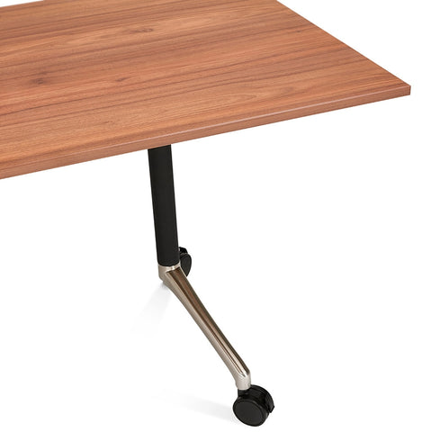 Large folding desk 'FLEXO' on wooden casters. walnut wood finish - 160x80 cm