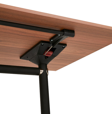 Large folding desk 'FLEXO' on wooden casters. walnut wood finish - 160x80 cm