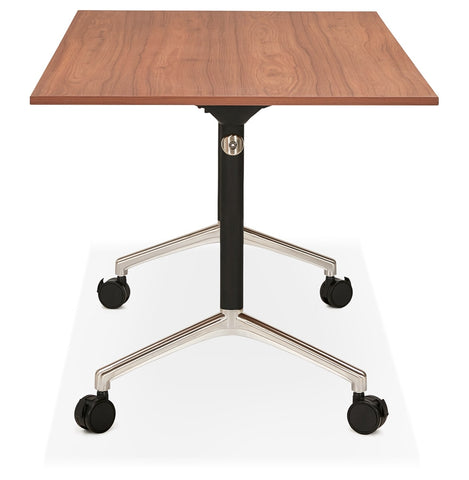 Large folding desk 'FLEXO' on wooden casters. walnut wood finish - 160x80 cm