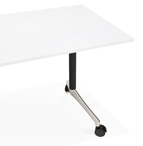 Large folding desk 'FLEXO' white on wheels - 160x80 cm