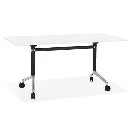 Large folding desk 'FLEXO' white on wheels - 160x80 cm