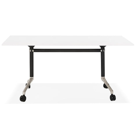 Large folding desk 'FLEXO' white on wheels - 160x80 cm