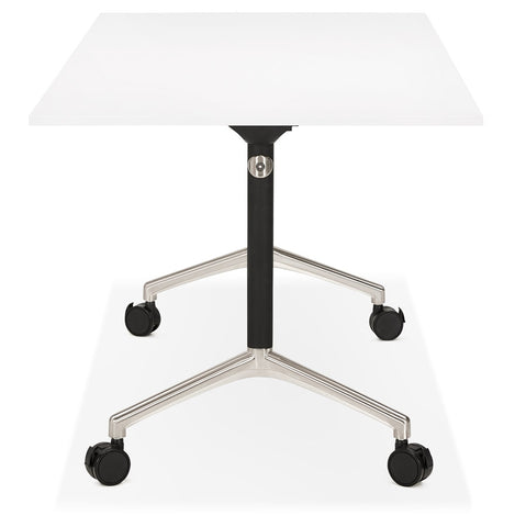 Large folding desk 'FLEXO' white on wheels - 160x80 cm