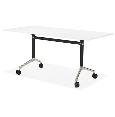 Large folding desk 'FLEXO' white on wheels - 160x80 cm