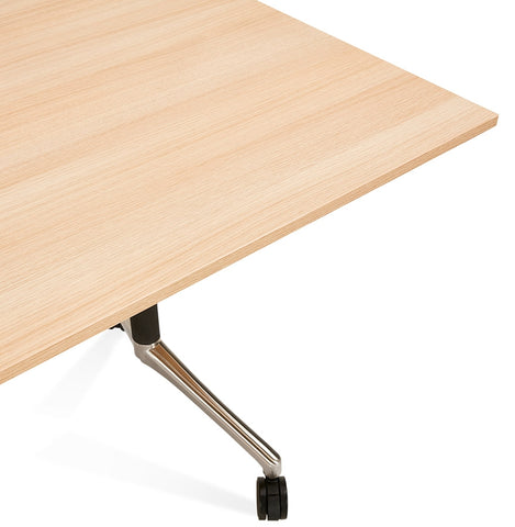 Foldable desk 'FLEXO' on wheels in natural wood finish - 140 x 70 cm