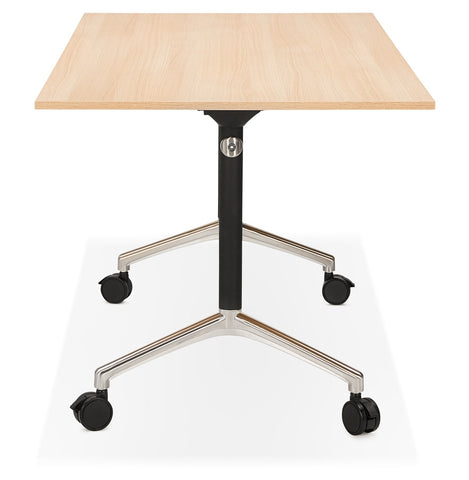 Foldable desk 'FLEXO' on wheels in natural wood finish - 140 x 70 cm