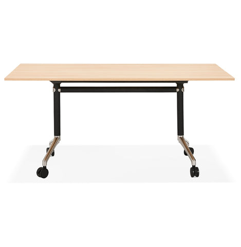 Large folding desk 'FLEXO' on wooden castors, natural finish - 160x80 cm