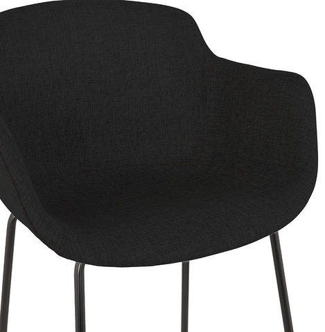 Bar stool 'FORTI' in black fabric with armrests