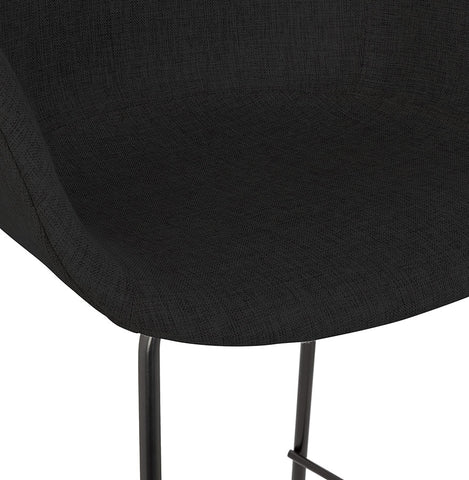 Bar stool 'FORTI' in black fabric with armrests