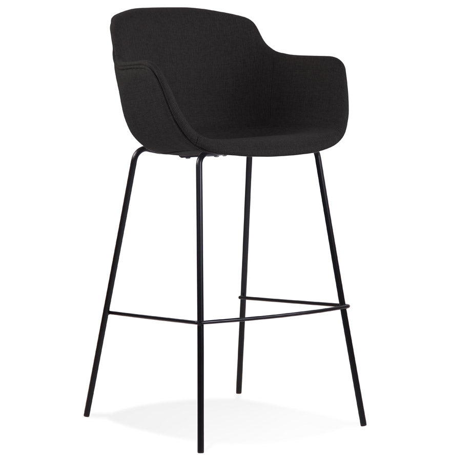 Bar stool 'FORTI' in black fabric with armrests