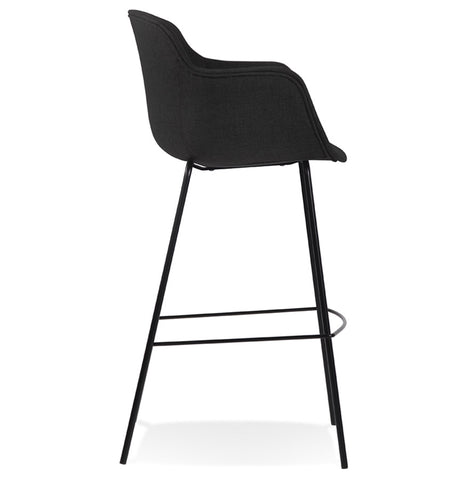 Bar stool 'FORTI' in black fabric with armrests