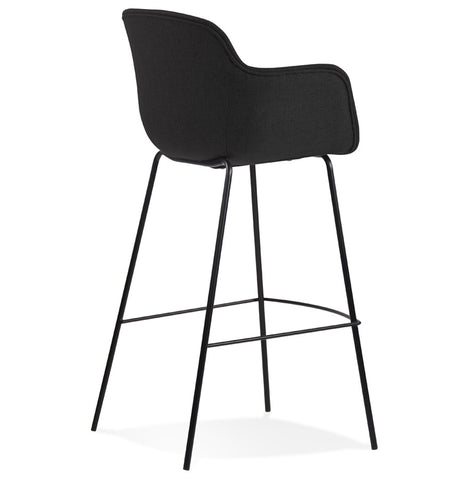 Bar stool 'FORTI' in black fabric with armrests